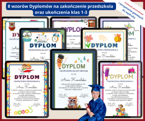 Dyplomy na zakończenie przedszkola i klas 1–3
