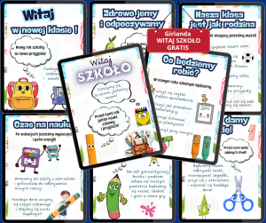  Zestaw powitalny „Witaj Szkoło!” – gazetka + girlanda 