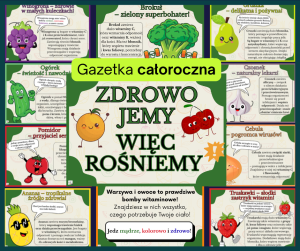 Gazetka edukacyjna „Zdrowo jemy, więc rośniemy” – zestaw PDF (20 plakatów + GRATIS jadłospis)