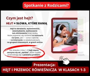 Prezentacja dla rodziców: Hejt i przemoc rówieśnicza w klasach 1–3 – gotowy materiał na zebranie