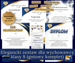 Zestaw wychowawcy kl.8 koniec roku (dyplomy, wklejki, podziękowanie , zakładka)